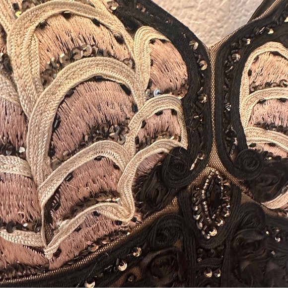 Sue Wong Nocturne Black Beaded Embroidered Maxi Gown Dress Size 4 Formal Prom - Picture 4 of 16